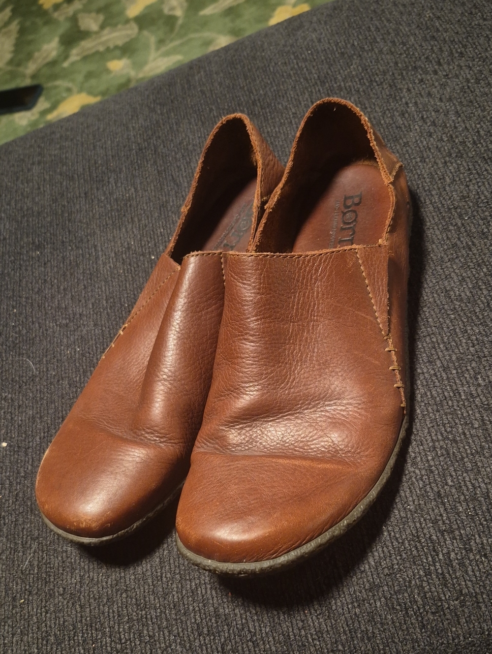 Born Brown Leather Slip-On Loafers